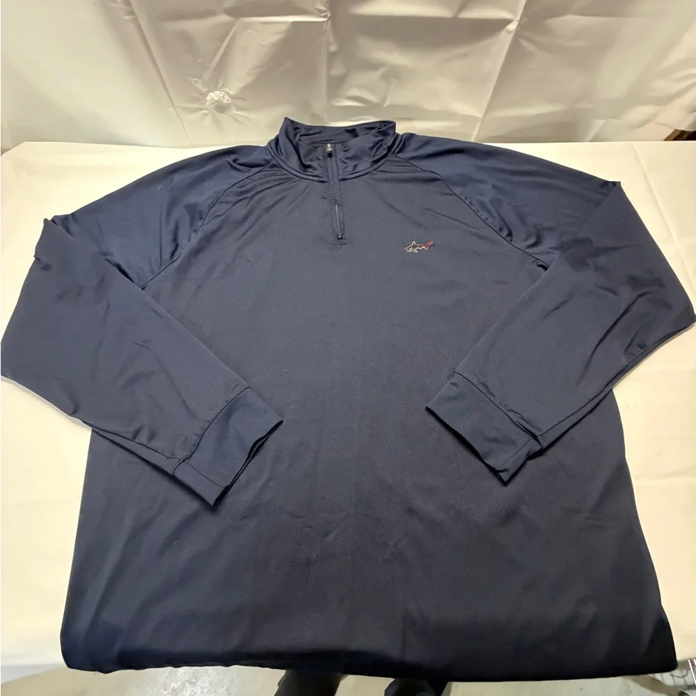 Tasso Elba/Greg Norman Navy Half-Zip Lightweight Shirt‎ Jacket with Shark Logo